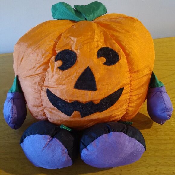 Vintage 90s Halloween Pumpkin Jack-o-Lantern Plush - Picture 1 of 5
